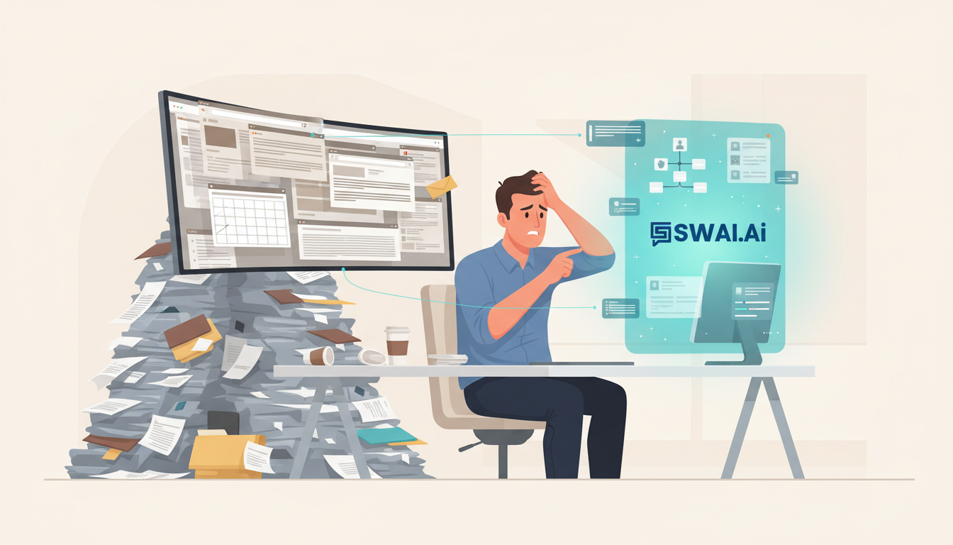 Exhausting social media management illustration